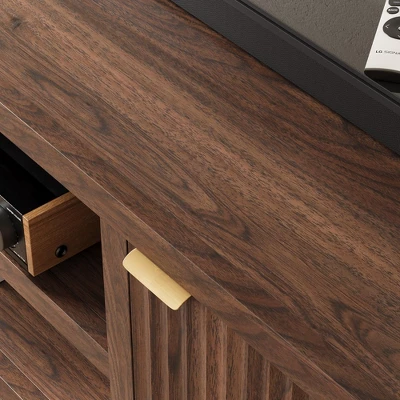 Garvee 70" TV Stand Entertainment Center With Storage, Fluted Door And Gold Handle, Wooden Media Console Cabinet For Living Room, Bedroom 7 Garvee 70" TV Stand Entertainment Center With Storage, Fluted Door And Gold Handle, Wooden Media Console Cabinet For Living Room, Bedroom - Image 5