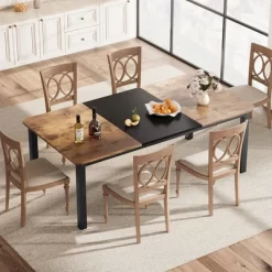 Industrial Dining Table For 6~8 People, 78.7" Long Kitchen Table,Wood Dining Table, Kitchen & Dining Room Table, Rectangle Dining Room Table For 6 -Garvee GUEST 009e35b3 0823 43bf b004 52ac71adf59d