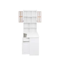 L Shaped Computer Desk With Hutch, Office Corner Desk With Drawer & Bookshelf, Wood Table Writing Desk, Gaming Computer Desk For Study Room White -Garvee GUEST 00e8553b 1a1f 47ea 9ee2 ad4e14b0aa75