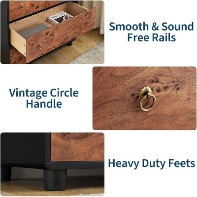 Modern Chest Of Drawers With Natural Texture, Curved Profile Design, Dresser TV Stand, Wood Drawer Organizer For Bedroom, Living Room, Natural Oak 4 Modern Chest Of Drawers With Natural Texture, Curved Profile Design, Dresser TV Stand, Wood Drawer Organizer For Bedroom, Living Room, Natural Oak - Image 2