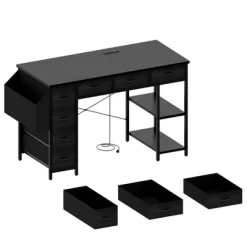 47" Computer Desk With 7 Drawers, Reversible Writing Table Workstation, Work Desk Gaming Table With Metal Frame For Home Office -Garvee GUEST 01db369c 5869 4cf8 8d5b 5a385e4a2e04