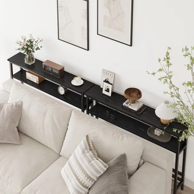 Whizmax 39.4" Narrow Sofa Table, 2 Tier Skinny Console Table With Adjustable Shelf, Slim Behind Couch Table For Living Room, Entryway, Hallway 3 Whizmax 39.4" Narrow Sofa Table, 2 Tier Skinny Console Table With Adjustable Shelf, Slim Behind Couch Table For Living Room, Entryway, Hallway