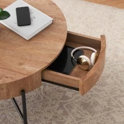 Round Coffee Table With Storage With Drawers Farmhouse Circle Table, Easy To Assemble Wood Accent Center Table -Garvee GUEST 023ae95d 6225 4fb5 80cb bbe4c6aed526