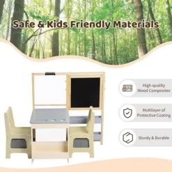 Wooden Easel For Kids, Kids Art Table And 2 Chairs,Art Center With Double-Sided Blackboard & Whiteboard, Paper Roll For Drawing -Garvee GUEST 02b9c042 7dd8 4e0c b819 e376323cbf77