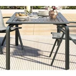 71" Modern Outdoor Dining Table With Umbrella Hole - Marine-Grade Aluminum Patio Table, Weatherproof & Rust-Proof Design For Restaurants, Backyards -Garvee GUEST 02c3b466 0907 460c b2fe e1b662dbda38