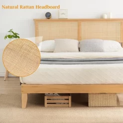 Rattan Bed Frame With Natural Rattan Headboard, Bed Frame With LED Lights, Rattan Bed Frame With Headboard, Solid Wood Foundation With Silent Slats 16 Rattan Bed Frame With Natural Rattan Headboard, Bed Frame With LED Lights, Rattan Bed Frame With Headboard, Solid Wood Foundation With Silent Slats -Garvee GUEST 02c3f750 a52c 438e b13a d096883d422b