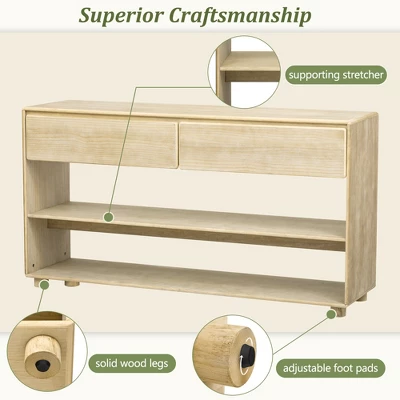 58" Entryway Console Table With 2 Drawers, 3 Tier Narrow Long Sofa Table, Behind Couch Console Table For Living Room Foyer And Hallway 7 58" Entryway Console Table With 2 Drawers, 3 Tier Narrow Long Sofa Table, Behind Couch Console Table For Living Room Foyer And Hallway - Image 5