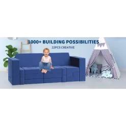 Kids Couch For Building Fort Toy,22pcs DIY Toddler Sofa,Velvet Toddler Futon Sofa Bed For Playroom, Bedroom,Grey -Garvee GUEST 03e48657 b848 4e86 bdc7 64569f69d039