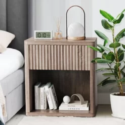 Stand Set Of 2, Modern Farmhouse Nightstand, Fluted Nightstand With Drawer Storage, Mid Century Wood Bedside Table For Bedroom Living Room Sofa Office -Garvee GUEST 0430b5ea e31e 4e19 9fb9 a141dddd131c