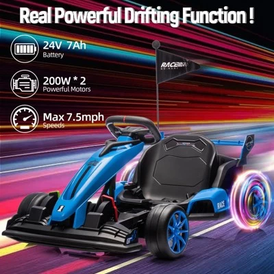Ride On Go Kart, Kids 24V 7Ah Battery Two 200W Motors, 8MPH Fast Drifting Circling Car, Adjustable Seat Electric Ride Toy, For Kids 4 Ride On Go Kart, Kids 24V 7Ah Battery Two 200W Motors, 8MPH Fast Drifting Circling Car, Adjustable Seat Electric Ride Toy, For Kids - Image 2