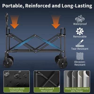 Foldable Collapsible Durable All Terrain Utility Pull Camp Beach Wagon 6 Foldable Collapsible Durable All Terrain Utility Pull Camp Beach Wagon - Image 4