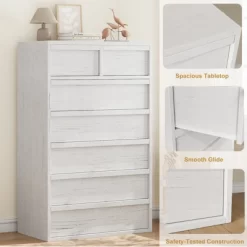 Garvee 7 Drawer Dresser For Bedroom, White 7 Chest Of Drawers Tall With Concave Handles, Wooden Dresser Organizer For Living Room Nursery Entryway -Garvee GUEST 050e33aa 0c12 4d2e 9260 b314ba83ae93