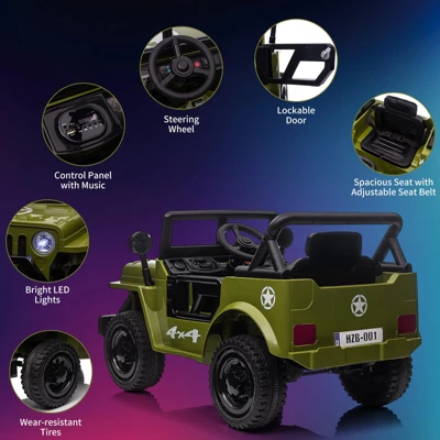 Electric Ride On Car With RC, 12V Kids Ride On Car With Led Lights, Music, Safety Belt, Double Doors, For Kids 3 Electric Ride On Car With RC, 12V Kids Ride On Car With Led Lights, Music, Safety Belt, Double Doors, For Kids