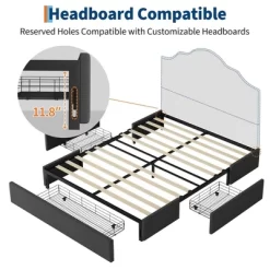 Full Size Storage Bed Frame With 3 XL Drawers - Upholstered Platform Bed, No Box Spring Needed, Wood Slat Support, Easy Assembly -Garvee GUEST 0539561d fea4 47a8 a3c9 14724c895257