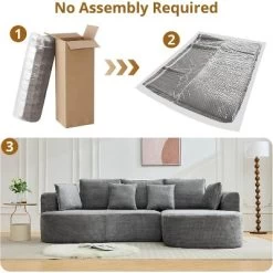 106'' Curved Modular Sectional Sofa With Chaise & Sleeper, Chenille Fabric, No Assembly For Living Room/Apartment/Bedroom -Garvee GUEST 06351356 c7c0 420f 9d7c b42dbeda919e