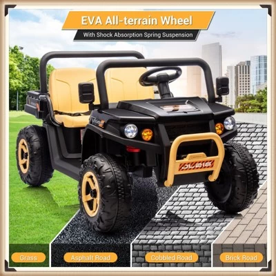 Garvee 24V Kids Ride On Dump Truck, 2-Seater Electric UTV With Remote Control, 4x35W Motors, Shovel, Music, Lights & Bluetooth 8 Garvee 24V Kids Ride On Dump Truck, 2-Seater Electric UTV With Remote Control, 4x35W Motors, Shovel, Music, Lights & Bluetooth - Image 6