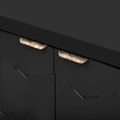 Sideboard Buffet Cabinet, Wooden Floor Storage Console Table, Sideboard Cabinet W/4 Honeycomb Pattern Designed Doors For Entryway Dining Room, Blue 7 Sideboard Buffet Cabinet, Wooden Floor Storage Console Table, Sideboard Cabinet W/4 Honeycomb Pattern Designed Doors For Entryway Dining Room, Blue - Image 5