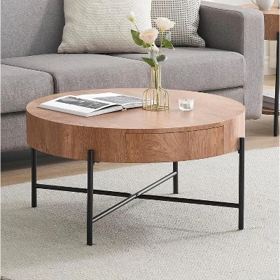 Round Coffee Table With Drawers Circle Living Room Table Wood Accent Coffee Table 8 Round Coffee Table With Drawers Circle Living Room Table Wood Accent Coffee Table - Image 6
