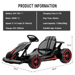 Kids Go Kart, Ride On Drift Kart With Dual 200W Motors, 24V Battery Powered Electric Drift Car, Outdoor 2-Speed Ride On Racing Toy -Garvee GUEST 0804812f 0ca7 476d bd51 f1453af589d6