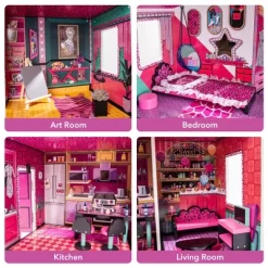 Wooden Dollhouse For Kids Doll House With Simulated Furniture Set Preschool Dollhouse Playset For Girls Birthday Xmas Gifts -Garvee GUEST 08a5bf0d 8938 4a02 b11b deb15772c65b