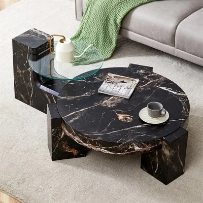 Modern Coffee Tables Set Of 2, Coffee Table With Detachable Nightstand, Accent Center Table With Glass Top Side Table For Bedroom Office 10 Modern Coffee Tables Set Of 2, Coffee Table With Detachable Nightstand, Accent Center Table With Glass Top Side Table For Bedroom Office - Image 8