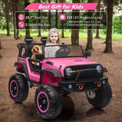 Electric Ride On Car, 24V 2 Seats For Kids, With Remote Control, 4WD Spring Suspension, 2 Speeds, Music, For 3+ 6 Electric Ride On Car, 24V 2 Seats For Kids, With Remote Control, 4WD Spring Suspension, 2 Speeds, Music, For 3+ - Image 4
