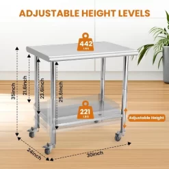Heavy Duty Stainless Steel Work Table, Adjustable Height Utility Table For Home, Garage, And Restaurant Use 23 Heavy Duty Stainless Steel Work Table, Adjustable Height Utility Table For Home, Garage, And Restaurant Use -Garvee GUEST 09fdae07 cc79 4701 ae6a ffd1bccf2c31