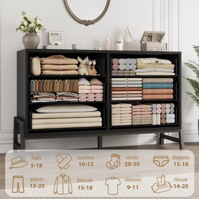 Garvee 6 Dresser For Bedroom, 52" Wide Drawer With Large Storage Space, Freestanding Wooden Closet Storage Dresser Chest For Bedroom 8 Garvee 6 Dresser For Bedroom, 52" Wide Drawer With Large Storage Space, Freestanding Wooden Closet Storage Dresser Chest For Bedroom - Image 6