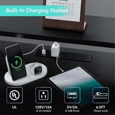 L Shaped Gaming Desk With Power Outlet & Led Lights, L-Shaped Corner Computer Desks Gaming Desk 6 L Shaped Gaming Desk With Power Outlet & Led Lights, L-Shaped Corner Computer Desks Gaming Desk - Image 5