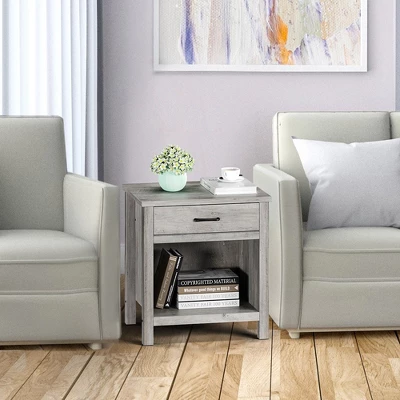 Whizmax Nightstands, Modern Bedside End Tables, Night Stands With Drawer And Storage Shelf For Living Room Bedroom, Gray 7 Whizmax Nightstands, Modern Bedside End Tables, Night Stands With Drawer And Storage Shelf For Living Room Bedroom, Gray - Image 5