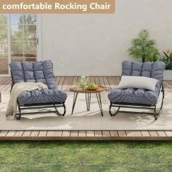 Outdoor Rocking Chairs, Comfortable Lounging Chair With Removable Cushions, Sturdy Metal Frame -Garvee GUEST 0b5bf20e 899d 43d4 99c2 af6c2ec62a62
