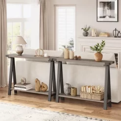 Farmhouse Console Table, 43.3" Entryway Table With Storage