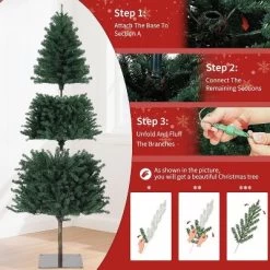6/7.5FT Pre-Lit Pencil Christmas Tree, Slim Artificial Alpine Tree With LED Lights, Metal Stand, Skinny Holiday Decor For Room, Apartment, Office -Garvee GUEST 0cd24f56 d985 4c23 b5f3 62fdf5079be2