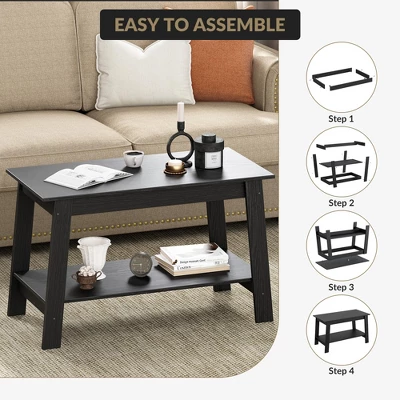 Stylish 31.5" Coffee Table With Open Shelves - 2-Tier Modern Industrial Design 5 Stylish 31.5" Coffee Table With Open Shelves - 2-Tier Modern Industrial Design - Image 3