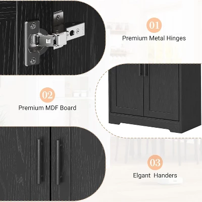 70" Tall Kitchen Pantry Cabinets With 2 Doors And 3 Adjustable Shelves, Freestanding Modern Storage Cabinet For Dining Room, Living Room 5 70" Tall Kitchen Pantry Cabinets With 2 Doors And 3 Adjustable Shelves, Freestanding Modern Storage Cabinet For Dining Room, Living Room - Image 3