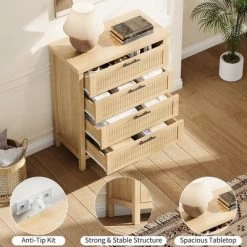 Fluted Drawer Dresser For Bedroom, Mid Century Modern Chest Of Drawers, Wooden Fluted Dresser Chest With Clothes Storage Cabinet, Oak & White 25 Fluted Drawer Dresser For Bedroom, Mid Century Modern Chest Of Drawers, Wooden Fluted Dresser Chest With Clothes Storage Cabinet, Oak & White -Garvee GUEST 0df27b1c d464 4d5d 92f9 9a7746501700