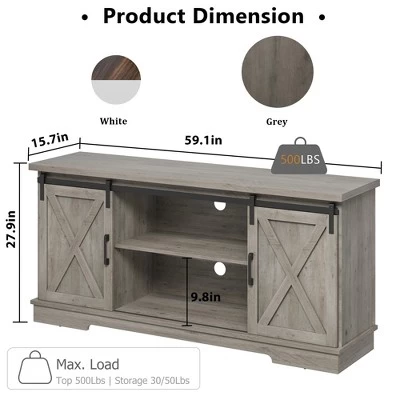 Farmhouse Tv Stand For 65 Inches TVs, Entertainment Center With Storage And Sliding Barn Doors, Adjustable Shelf TV Console Table For Living Room 3 Farmhouse Tv Stand For 65 Inches TVs, Entertainment Center With Storage And Sliding Barn Doors, Adjustable Shelf TV Console Table For Living Room