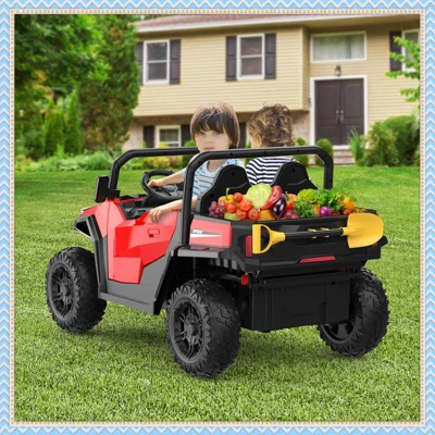 Garvee 24V Kids Ride On Dump Truck With Electric Bed, 2-Seater 4WD Ride Truck W/ Remote Control, Music, LED, Shovel, Gift For Boys & Girls 8 Garvee 24V Kids Ride On Dump Truck With Electric Bed, 2-Seater 4WD Ride Truck W/ Remote Control, Music, LED, Shovel, Gift For Boys & Girls - Image 6
