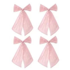 4 Piece Large Pink Bow Birthday Decorations, 12x20 Inch Sparkle Organza Coquette Bows Wall Decor, No Tying Needed, For Parties Weddings Backdrops -Garvee GUEST 0e5197b3 3a5b 4ce6 b3b2 c11ee51b22e2