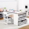 Kids Art Table With Storage Desk, 2 Chairs, And Portable Supply Organizer, Wooden Craft Table For Drawing, Activities, And Study