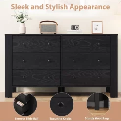 6 Drawer Dresser For Bedroom, Modern Double Dresser Organizer With Storage Drawers, Wooden Chests Of Drawers For Bedroom, Entryway, Hallway -Garvee GUEST 0f2a0862 2e22 4cf2 87f7 d0700c26918a