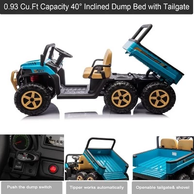 24V 2-Seater Ride On Dump Truck For Kids,4WD Electric UTV,with 6 Wheels,Remote Controlfor Kids Aged 3-5 Years 3 24V 2-Seater Ride On Dump Truck For Kids,4WD Electric UTV,with 6 Wheels,Remote Controlfor Kids Aged 3-5 Years