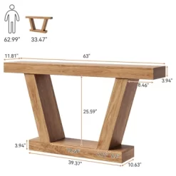 63" Console Table, 2-Tier Farmhouse Narrow Entryway Table , Sofa Table, Console Tables For Entryway
