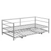 Twin Size Daybed With Pop Up Trundle, Bed Frame With Braces Safety Guardrail, No Box Spring Needed, Sturdy Metal Slat Support, Folding Platform Bed -Garvee GUEST 11747c8d b208 4552 b33d ccb6b0c047ae