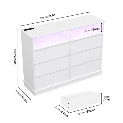 6/8 Drawer Dressers For Bedroom, Chest Of Drawers With Deep Drawers, Large Double Dresser For Closet With Wide Top, Horizontal Wooden Dresser 3 6/8 Drawer Dressers For Bedroom, Chest Of Drawers With Deep Drawers, Large Double Dresser For Closet With Wide Top, Horizontal Wooden Dresser