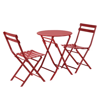 3 Piece Patio Bistro Set Of Foldable Round Table And Chairs 9 3 Piece Patio Bistro Set Of Foldable Round Table And Chairs - Image 7