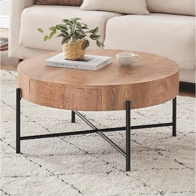 Round Coffee Table With Drawers Circle Living Room Table Wood Accent Coffee Table 10 Round Coffee Table With Drawers Circle Living Room Table Wood Accent Coffee Table - Image 8