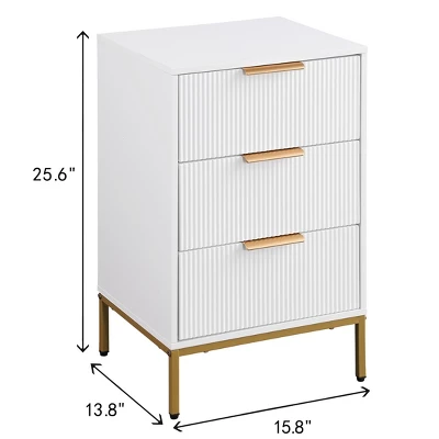 Night Stand,Tall Bedside Table With 3Storage Drawers,White Nightstand,Bedside Furniture 6 Night Stand,Tall Bedside Table With 3Storage Drawers,White Nightstand,Bedside Furniture - Image 4