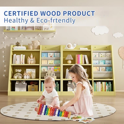4 Tier Kids Wooden Bookshelf, Kids Bookshelf Children Bookcase With Adjustable Shelf For Playroom Nursery Living Room 6 4 Tier Kids Wooden Bookshelf, Kids Bookshelf Children Bookcase With Adjustable Shelf For Playroom Nursery Living Room - Image 4