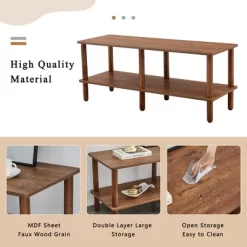 Modern 2-Tier Coffee Table For Living Room Furniture, Center Table With Open Storage Shelf, Rounded Rubberwood Legs 12 Modern 2-Tier Coffee Table For Living Room Furniture, Center Table With Open Storage Shelf, Rounded Rubberwood Legs -Garvee GUEST 1305f475 415a 4cc1 8c93 98a57af6cb29